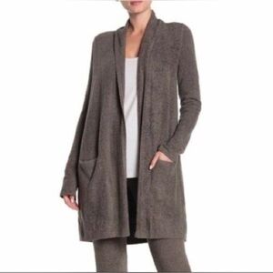 Barefoot Dreams Bamboo Chic Lite gray pocketed soft open Cardigan, Size Medium